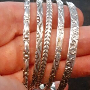 Elegant Silver-Tone Bangle Set